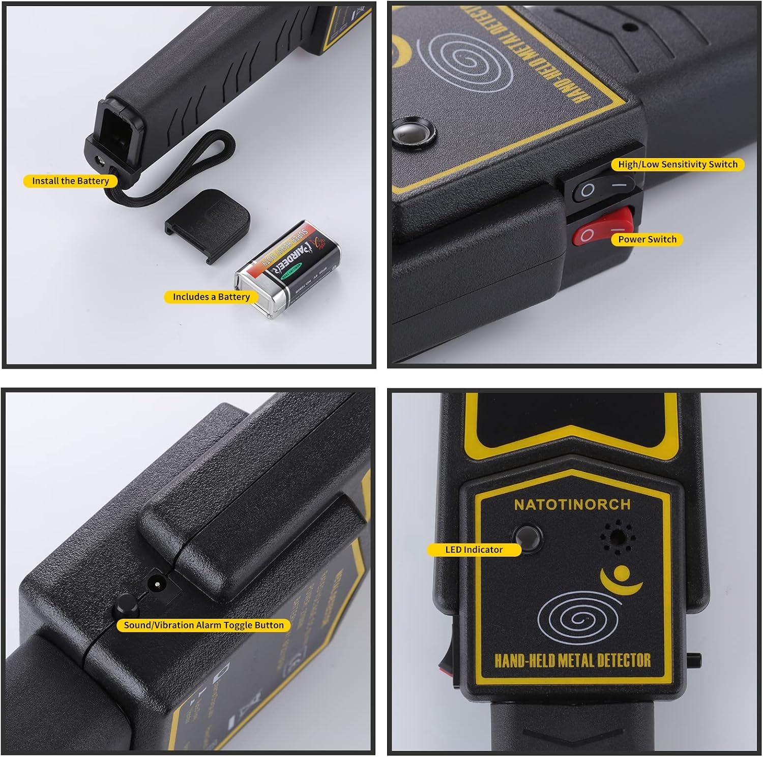Handheld Metal Detector Wand,Security Scanner for Knives, Weapons,Metals