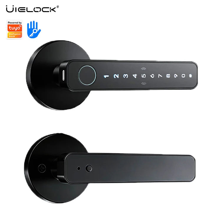 Ttlock Tuya Smart Fingerprint Biometric Door Lock with APP Control Grade C Lever Cylinder for Wood Door