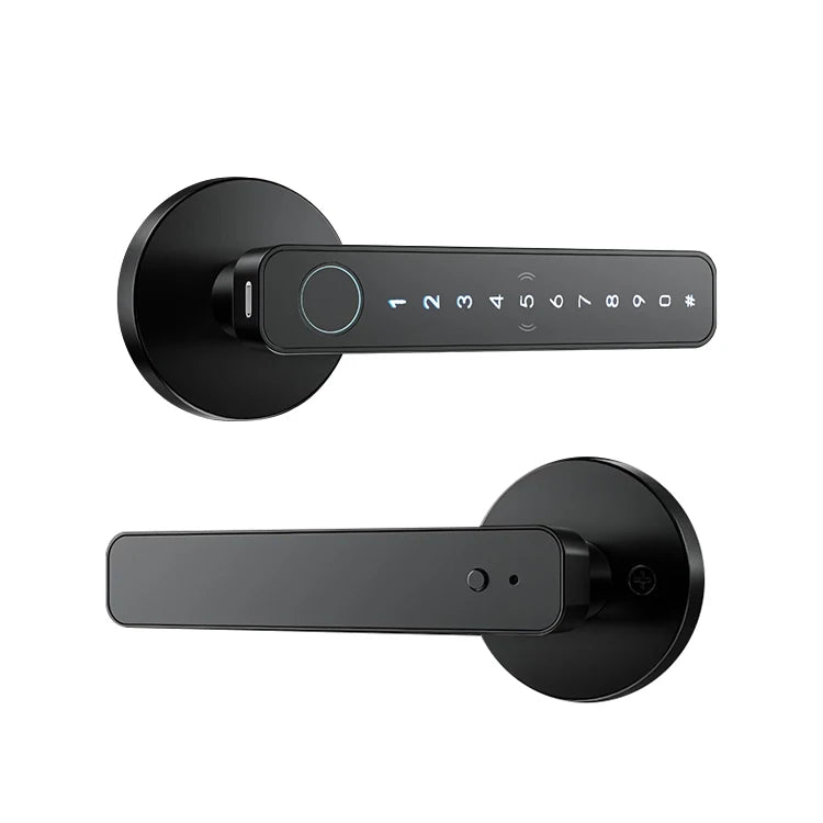 Ttlock Tuya Smart Fingerprint Biometric Door Lock with APP Control Grade C Lever Cylinder for Wood Door