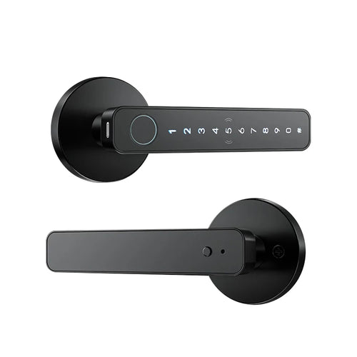 Ttlock Tuya Smart Fingerprint Biometric Door Lock with APP Control Grade C Lever Cylinder for Wood Door