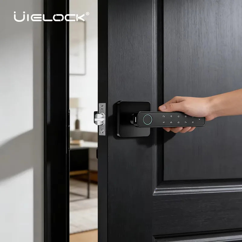 Ttlock Tuya Smart Fingerprint Biometric Door Lock with APP Control Grade C Lever Cylinder for Wood Door