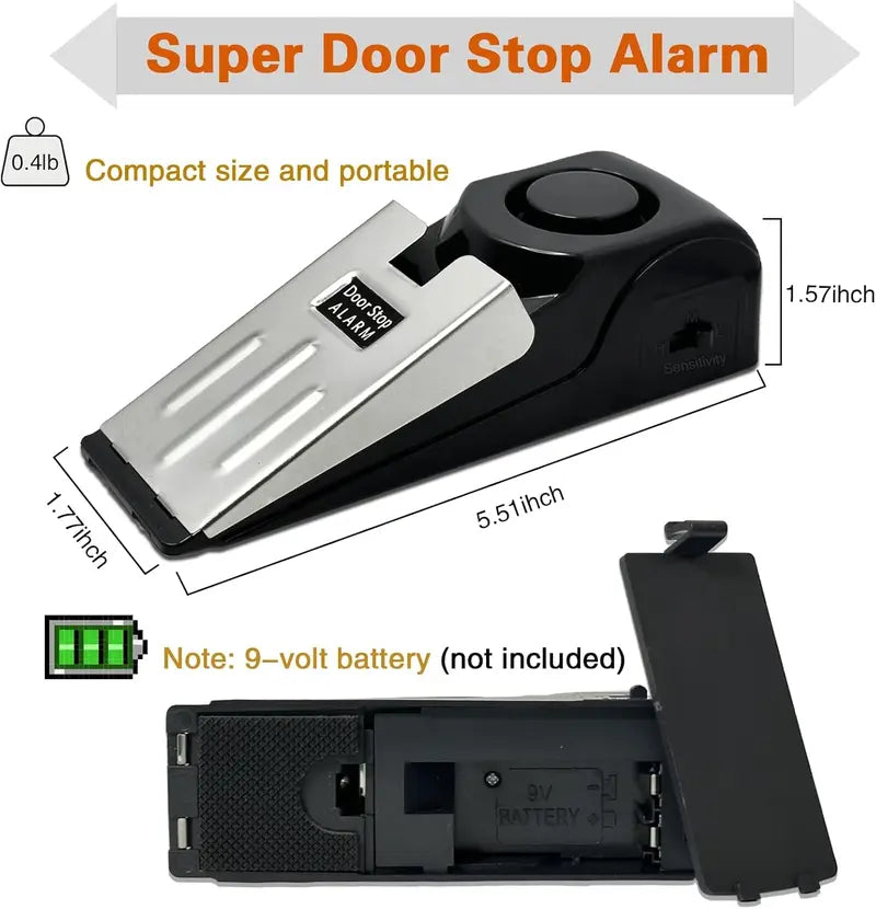 Home Security Door Stopper Alarm 2/4-Pack - Easy Installation No Tools Required, 3 Sensitivity Modes, 120DB Loud Alert, Stainless Steel Pressure-Resistant, Instant Trigger on Push